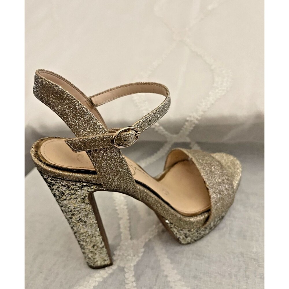 JESSICA SIMPSON Sz 6.5 Gold Glitter Platform Heel